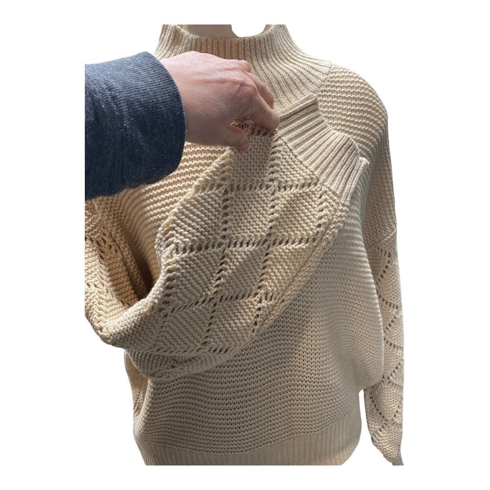 525 America Women's Size L Turtleneck Knit Sweater Tan Clean Girl Aesthetic NWT - Picture 2 of 7